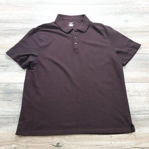 Van Heusen Mens XL Short Sleeve Shirt Polo Casual Office Golf Athletic Maroon